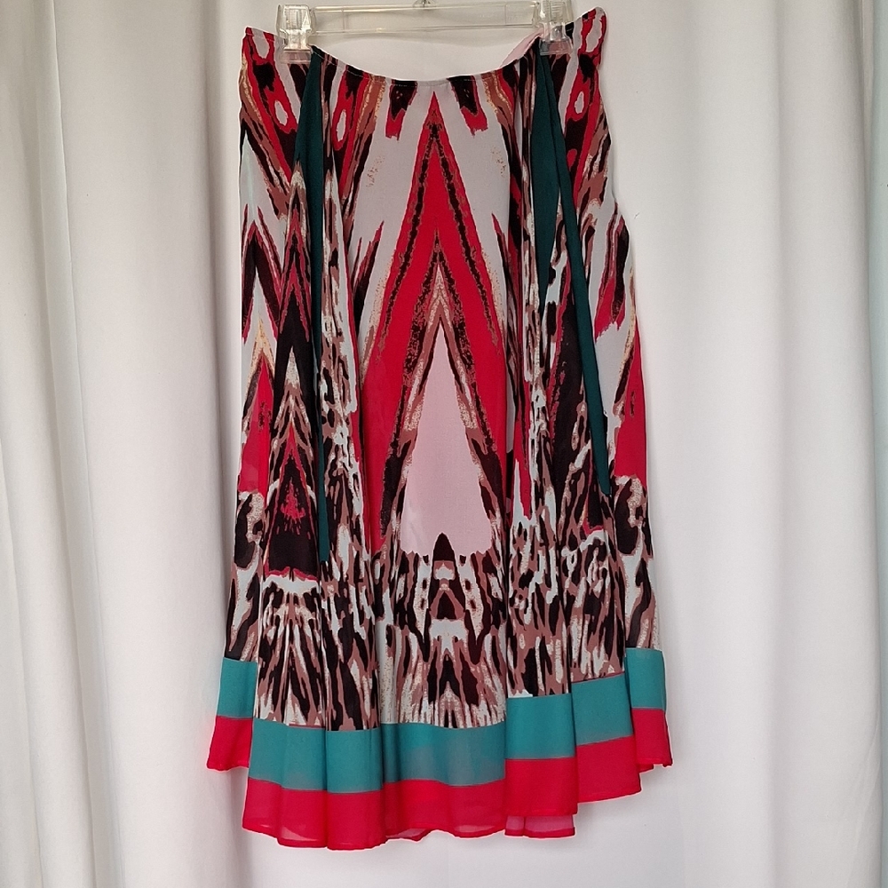 J. Peterman Flowy Skirt Multicolor Multi Print Size 14